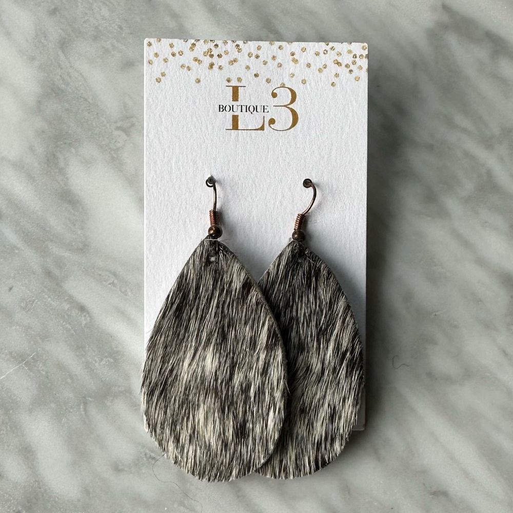 NWT Leather Teardrop Earrings
